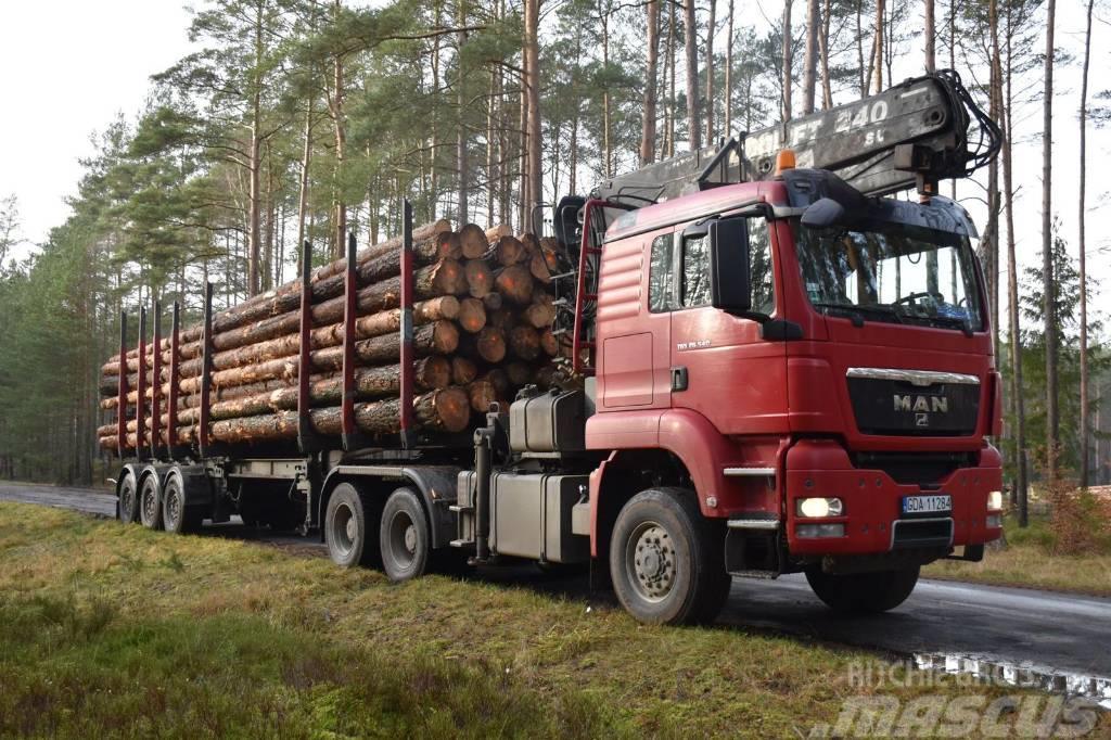 MAN TGS 26.540 6X6 z dźwigiem do przewozu drewna Camiões de transporte de troncos