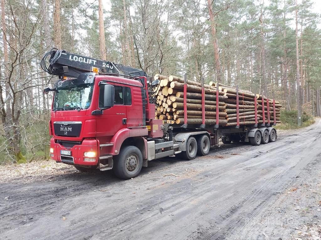 MAN TGS 26.540 6X6 z dźwigiem do przewozu drewna Camiões de transporte de troncos
