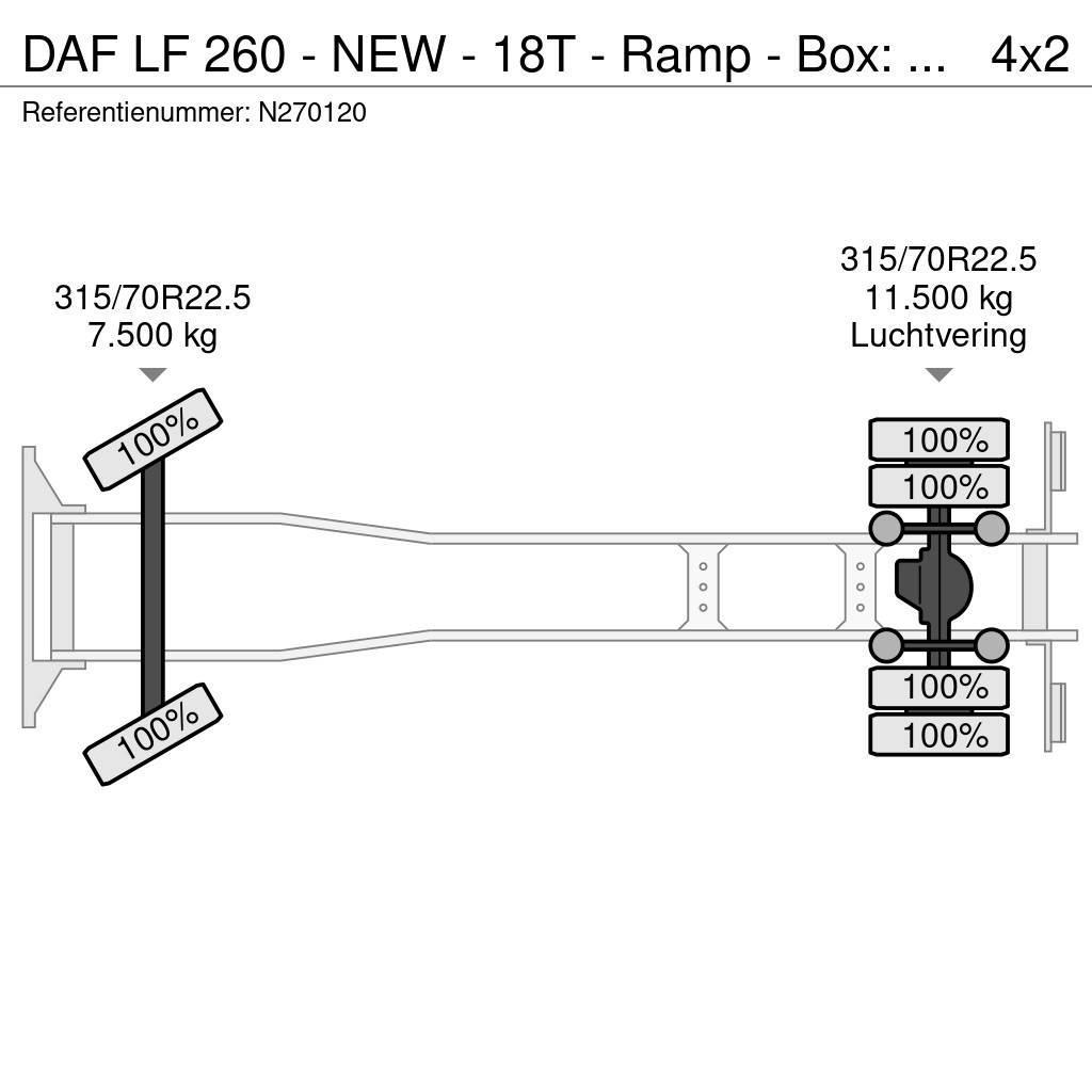 DAF LF 260 - NEW - 18T - Ramp - Box: 7.50 - 2.50 - Too Camiões de Transporte Auto
