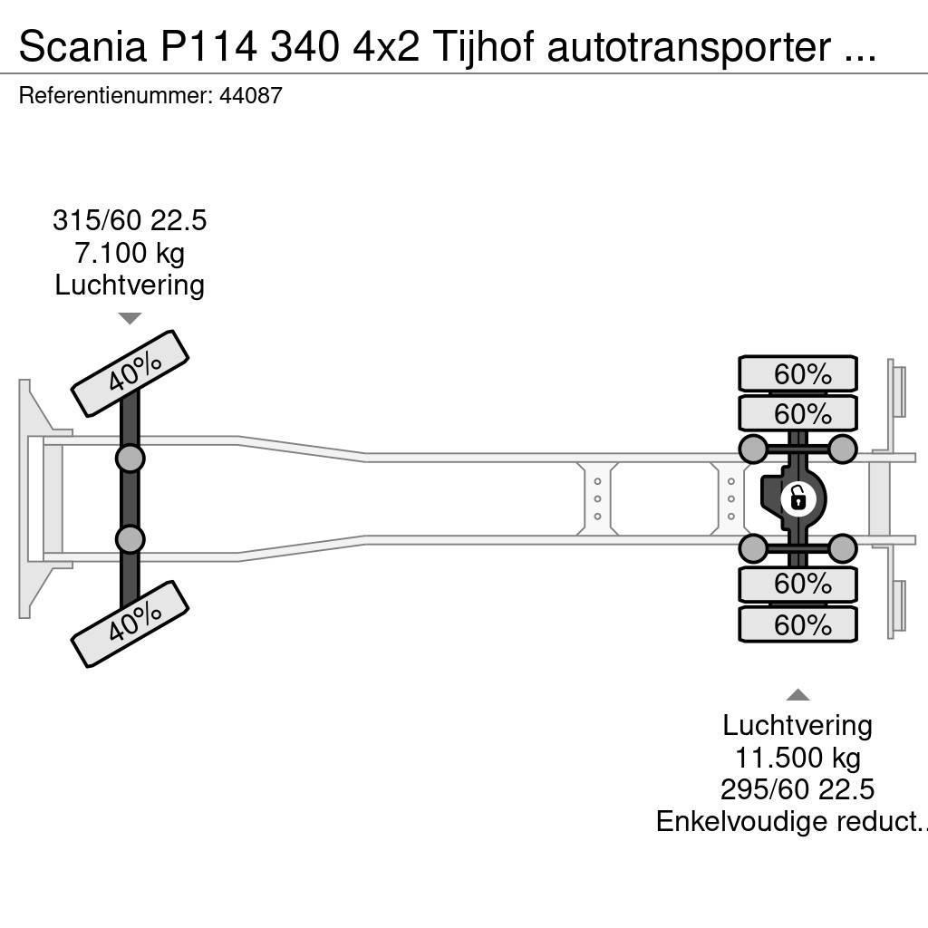 Scania P114 340 4x2 Tijhof autotransporter met hydraulisc Camiões de Transporte Auto