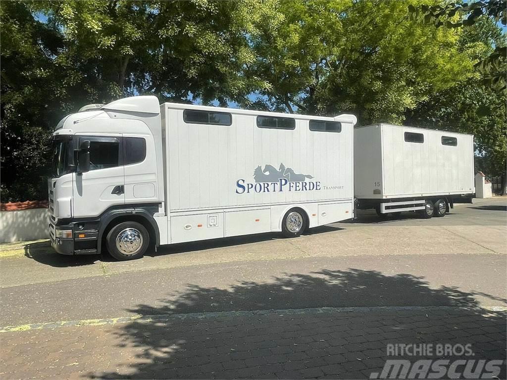 SCANIA R310 mit Spier Hänger 15 Pferde Camiões de transporte de animais