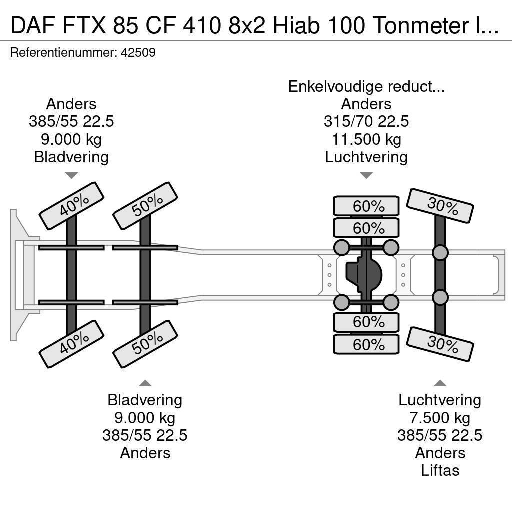 DAF FTX 85 CF 410 8x2 Hiab 100 Tonmeter laadkraan + Fl Tractores (camiões)