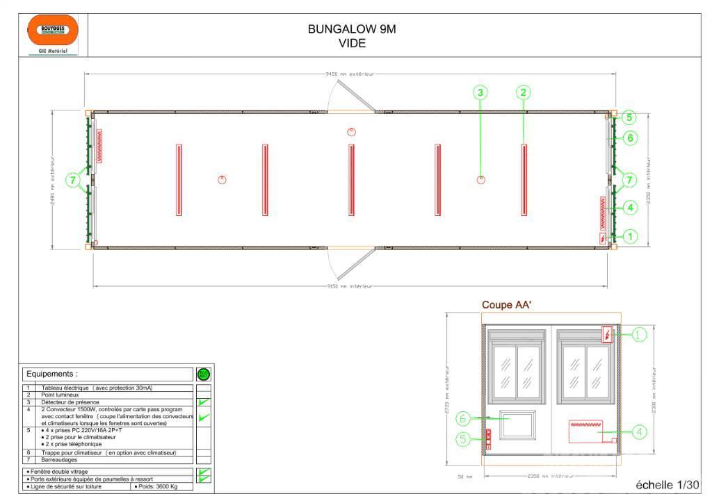  Bungalow 9 m Bureau vide Tendas Construção