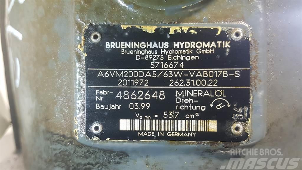 Brueninghaus Hydromatik A6VM200DA5/63W - Drive motor/Fahrmotor/Rijmotor Hidráulica