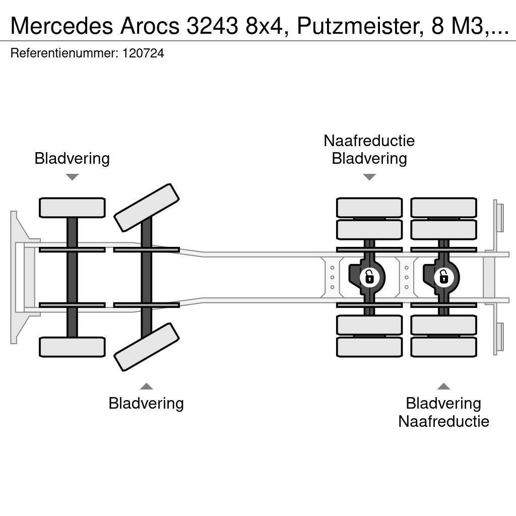 Mercedes-Benz Arocs 3243 8x4, Putzmeister, 8 M3, 11 mtr belt, Re Camiões de betão
