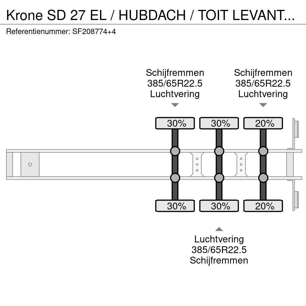 Krone SD 27 EL / HUBDACH / TOIT LEVANT / HEFDAK / COIL / Semi Reboques Cortinas Laterais