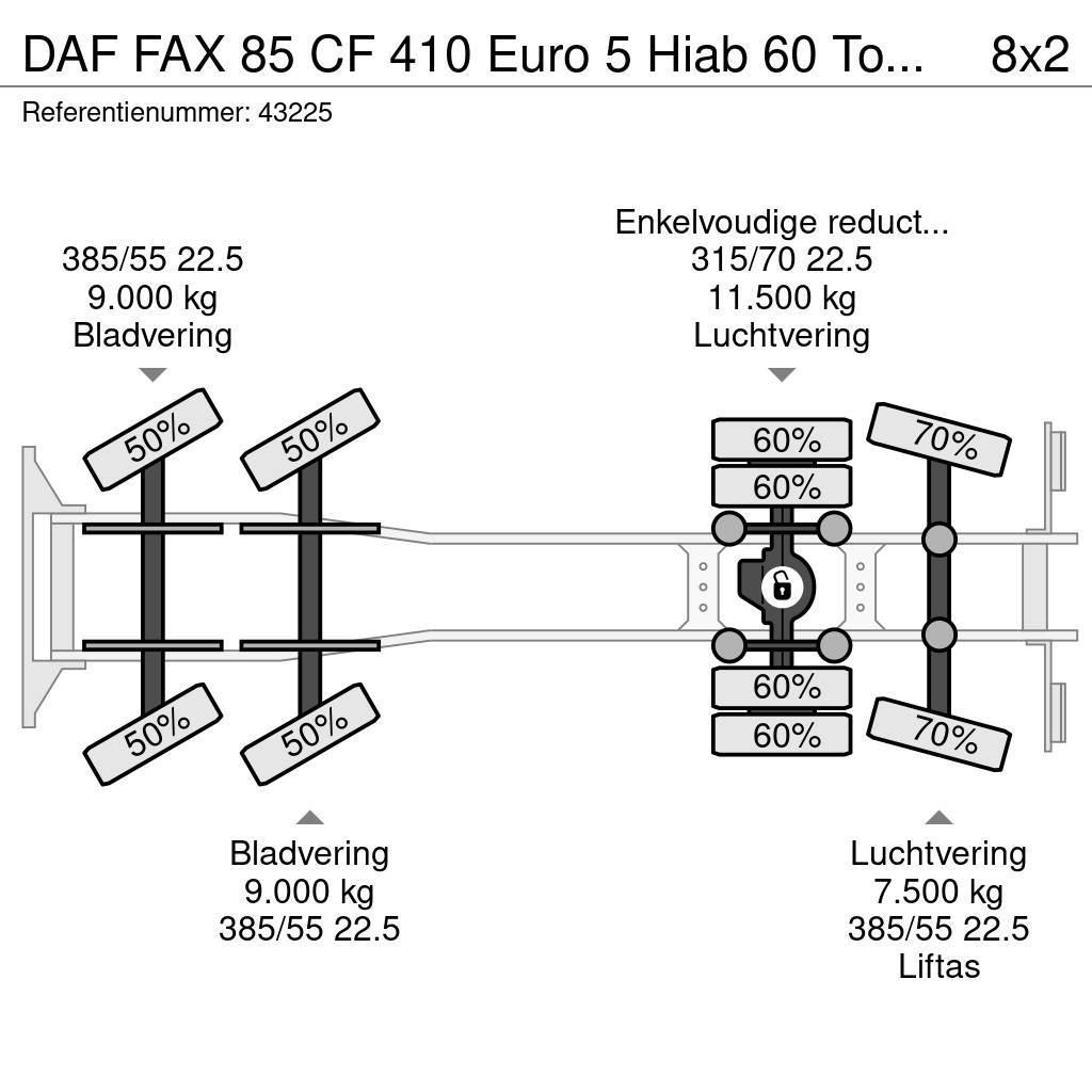 DAF FAX 85 CF 410 Euro 5 Hiab 60 Tonmeter laadkraan Gruas Todo terreno