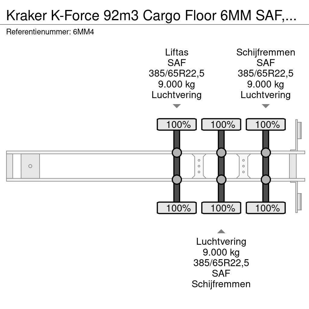 Kraker K-Force 92m3 Cargo Floor 6MM SAF, Liftachse, Remot Semi-reboques pisos móveis