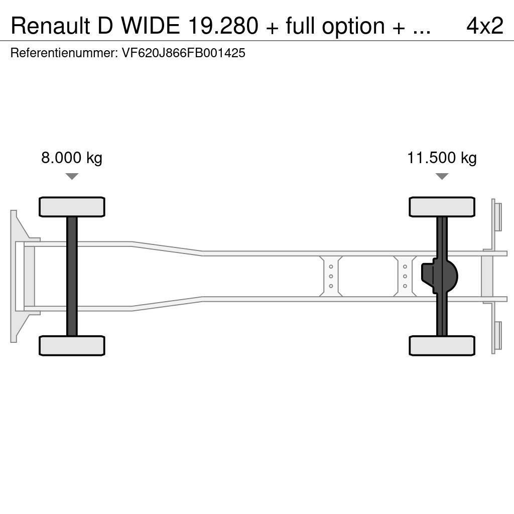 Renault D WIDE 19.280 + full option + REMOTE + EURO 6 HIAB Camiões multibenne