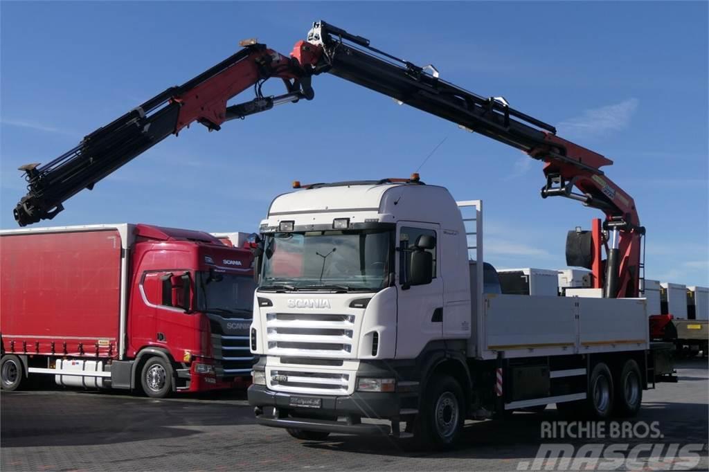 Scania R 480 / 6X4 / SKRZYNIA - 6,2 M + HDS PALFINGER PK  Camiões de Transporte Auto