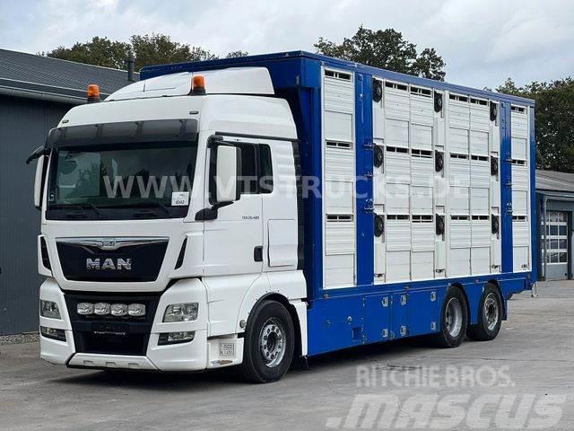 MAN TGX 26.480 6x2 3.Stock FINKL mit Hubdach,Tränke Camiões de transporte de animais