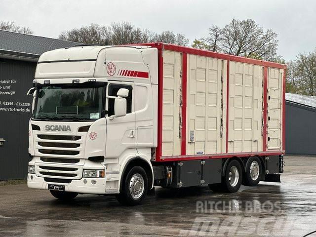 Scania R490 EU6 6x2 4.Stock Menke m. Hubdach &amp; Tränke Camiões de transporte de animais