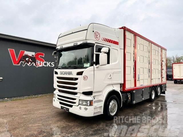 Scania R490 EU6 6x2 4.Stock Menke m. Hubdach &amp; Tränke Camiões de transporte de animais