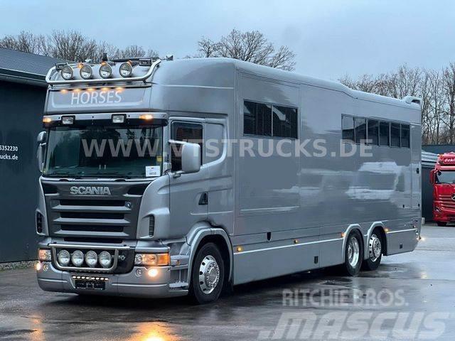 Scania R500 V8 Pferdetransporter Pop Out Roelofsen Auf. Camiões de transporte de animais