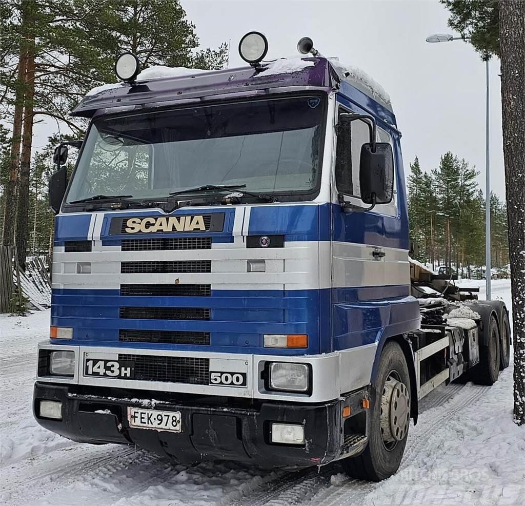 Scania 143H Camiões caixa desmontável com elevador de cabo