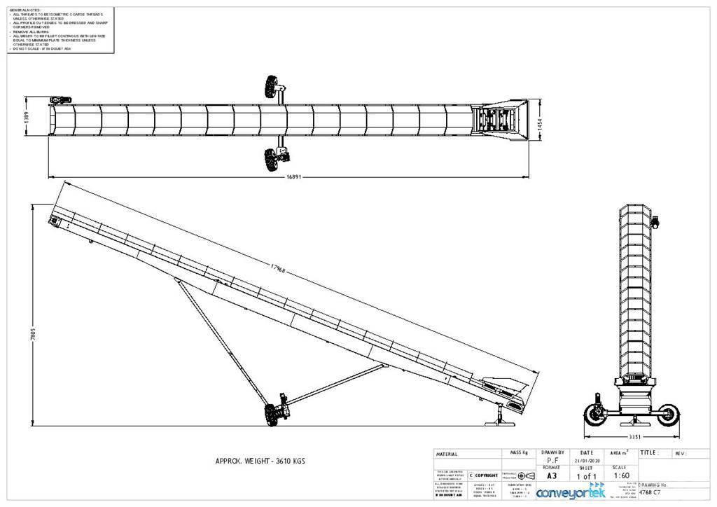  Conveyortek 60ft x 900mm Stockpiling Conveyor Transportadores
