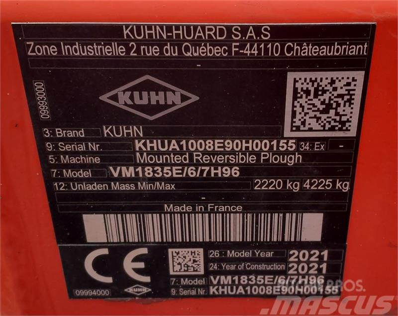 Kuhn Varimaster 183 NSH 6 furet m/Thorsen GPS Charruas reversíveis