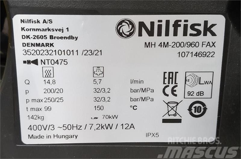 Nilfisk 200/960 FAX Máquinas de lavagem a alta pressão
